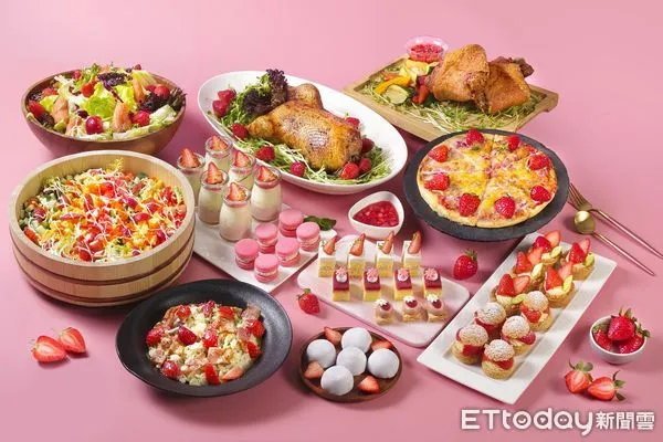 ▲台北花園大酒店饗聚廚房推出「春之饗宴美食節」 期間限定草莓風味饗宴。(圖/台北花園大酒店提供)