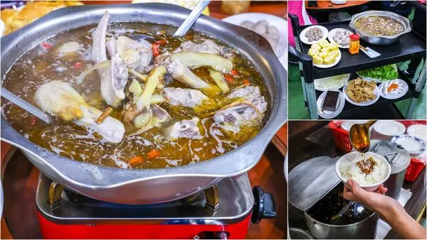 ▲▼大臉盆薑母鴨開吃!中藥湯頭+滿滿鴨肉 無限續麵線、白飯、雞油。(圖/陳小可的吃喝玩樂授權提供)