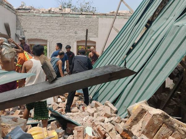 ▲▼緬甸佛寺倒塌! 20兒童受困失聯。(圖/翻攝自Mizzima)