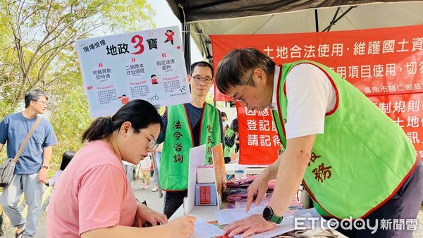 ▲台南市歸仁地政事務所「地政行動列車」團隊特別設站辦理「地政3寶」業務宣導,積極守護市民財產安全。(圖/記者林東良翻攝,下同)