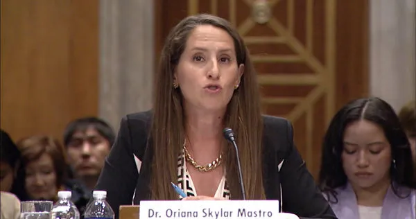 美國五角大廈中國軍事專家、史丹佛大學研究學者梅惠琳(Oriana Skylar Mastro)。(圖/翻攝自美國參議院外交委員會)