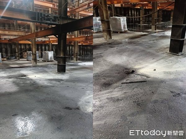 ▲▼緊鄰台積電的楠梓產業園區汙水池工地的施工處發生火警。(圖/記者吳奕靖翻攝)