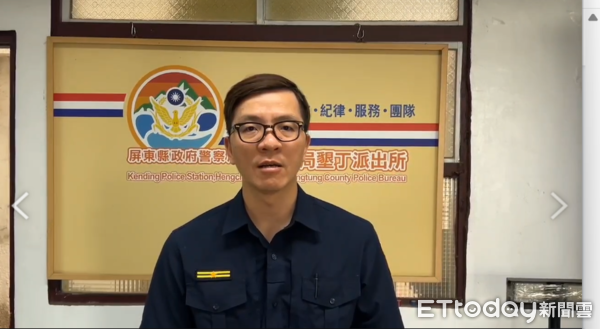 ▲恆春分局墾丁派出所所長林延諭說明推擠過程 。(圖/記者陳崑福翻攝)