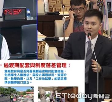 ▲台南市議員蔡宗豪議會質詢,要求教育局設立統一輔導窗口、強化配套,協助家長因應取消自由學區新制。(記者林東良翻攝,下同)