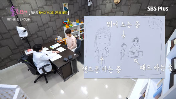 ▲▼黃正音離婚獨自帶2娃 8歲兒子「不敢畫爸爸」問她:為何生下我?。(圖/翻攝自SBS Plus YouTube)