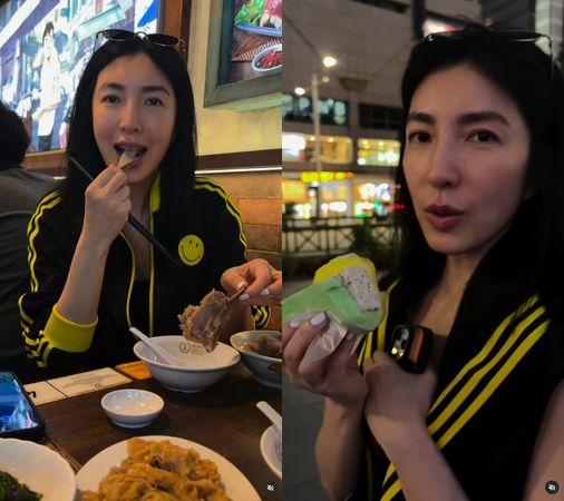 ▲楊謹華享用著各種美食。(圖/翻攝自Instagram/cheryllovel0ve)