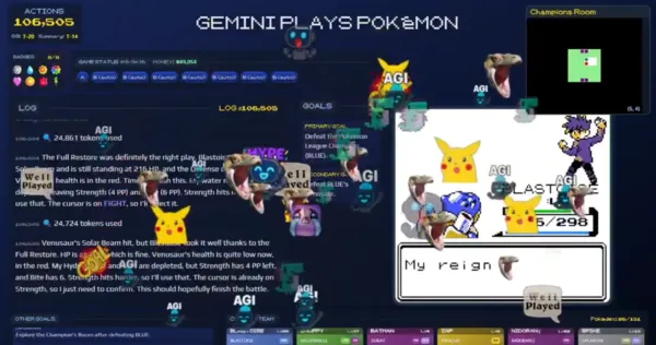 ▲▼gemini通關寶可夢藍。(圖/X@sundarpichai)