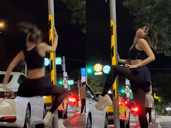▲▼香港網美Chole在台北街頭跳鋼管舞 。(圖/翻攝攝自IG/Chloe Chm)