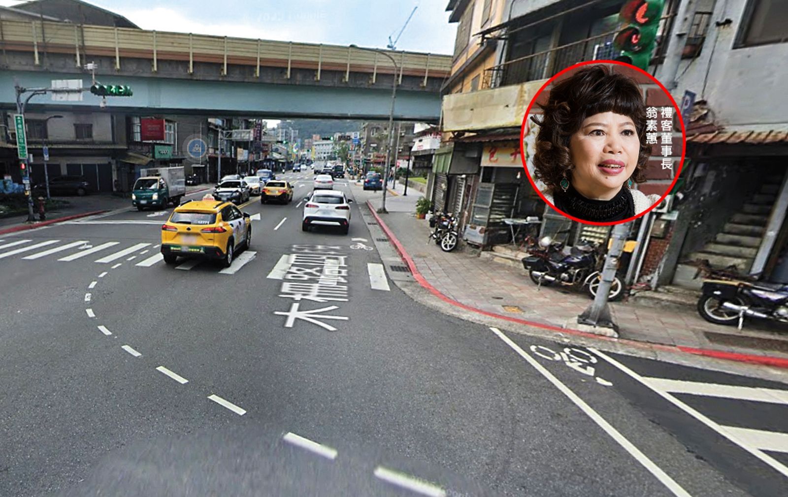 2022年1月底,翁素蕙在台北市文山區違規穿越馬路,被轉彎車輛撞傷。(翻攝Google Maps)