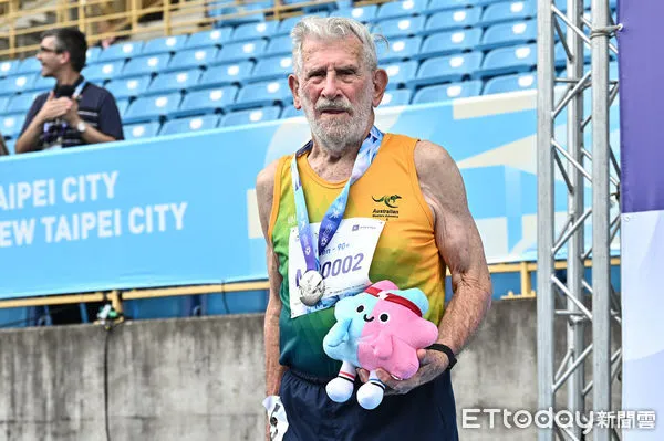▲▼昆凌爺爺羅倫斯Laurence Quinlivan出戰世壯運90歲以上組200公尺短跑。(圖/記者李毓康攝)