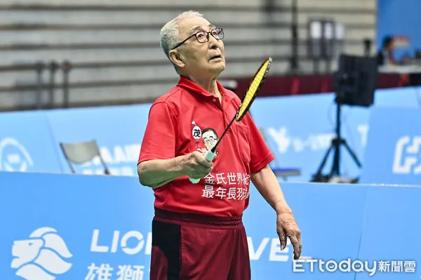 ▲▼2025世壯運羽球,104歲頑童林友茂。(圖/記者李毓康攝)