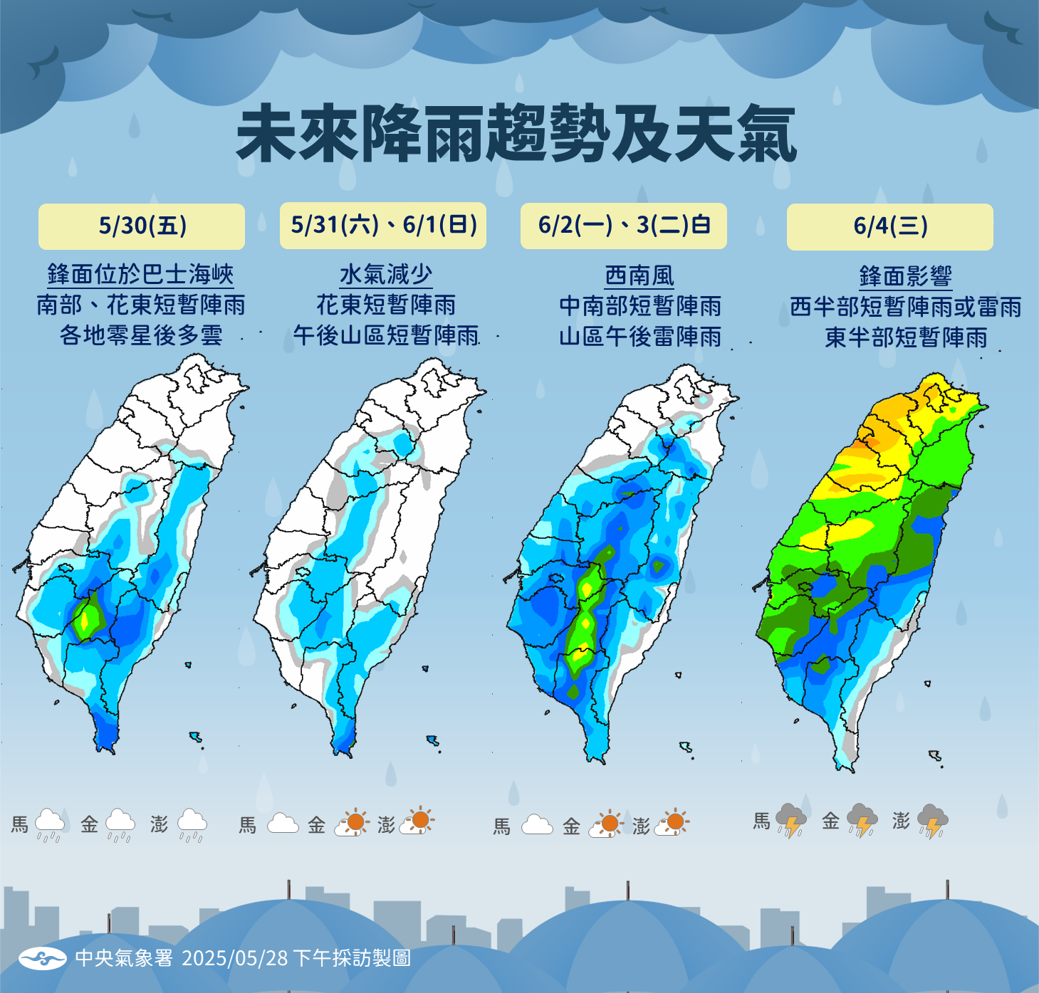 ▲▼未來一周天氣趨勢。(圖/氣象署提供)
