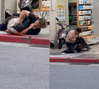 北市東區擂台狂揮拳！2街友激戰「一路打到快車道」　全被拍下