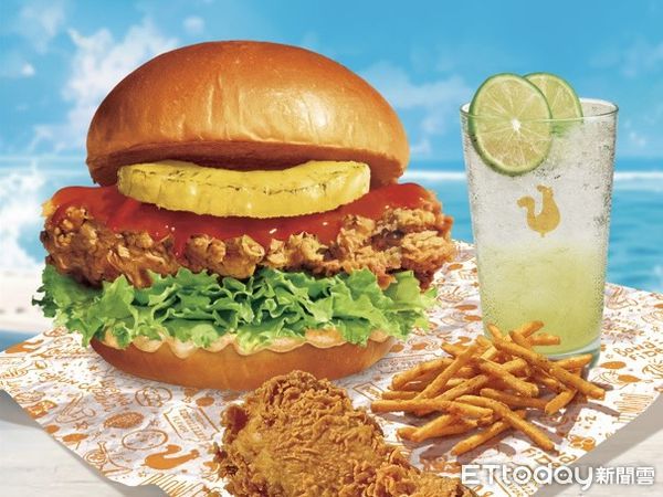 ▲▼Popeyes今夏推出全新「CJS布里歐鳳梨辣腿堡」。(圖/業者提供)