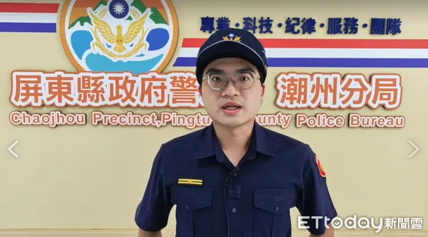 ▲潮州分局中山路派出所副所長林鉦軒男子高樓危險行為。(圖/記者陳崑福翻攝)