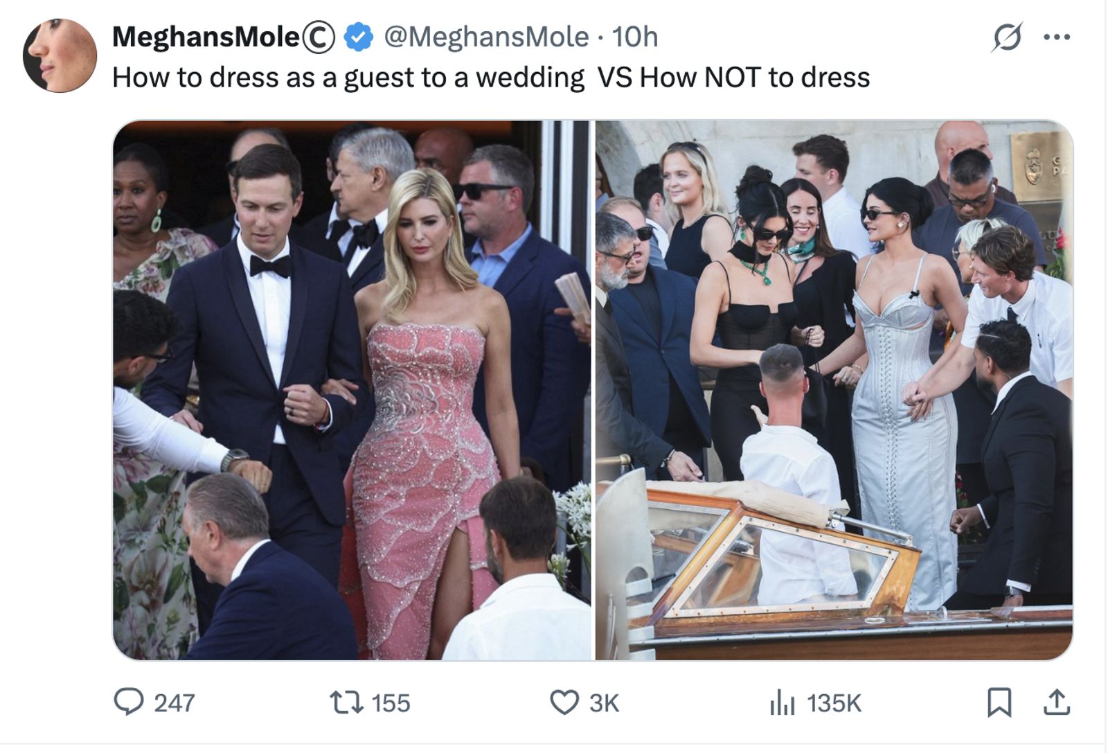 伊凡卡4造型驚豔威尼斯! 獲封貝佐斯婚禮「最美賓客」