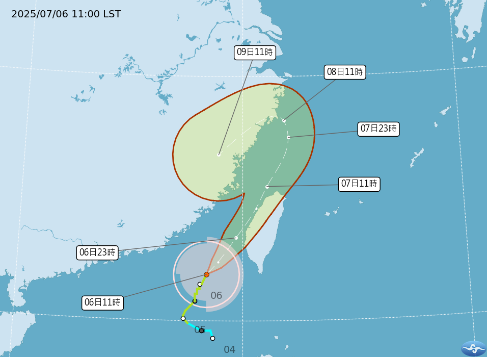 ▲▼丹娜絲路徑。(圖/氣象署)