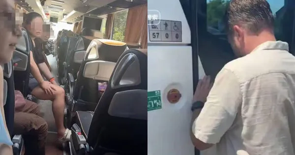 遭義大利竊賊洗劫的中國遊客的遊覽車。(圖/翻攝自微博)