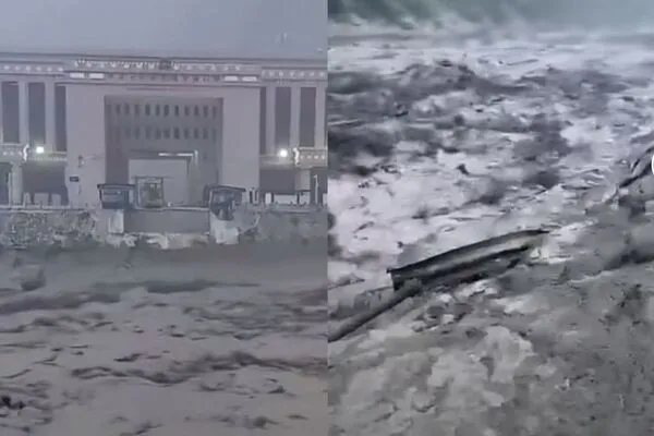 ▲▼ 西藏中尼邊境吉隆口岸爆發土石流,中尼友誼橋被沖垮 。(圖/翻攝 抖音)