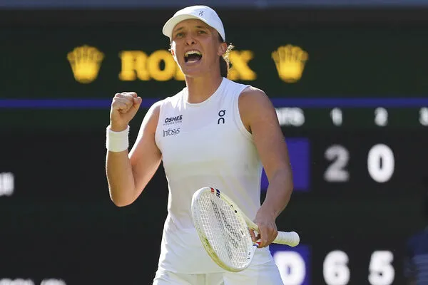 ▲波蘭前球后(Iga Swiatek)將與13號種子阿妮西莫娃(Amanda Anisimova)爭奪溫網女單冠軍。(圖/達志影像/美聯社)