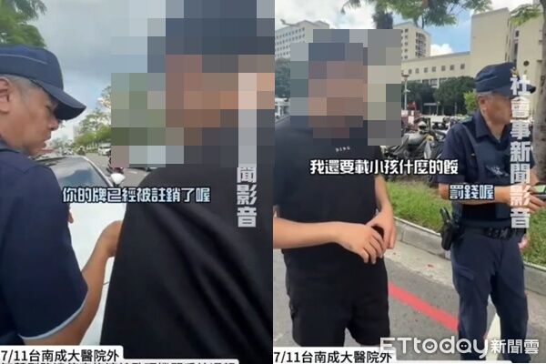 ▲▼ 男子因車牌逾檢註銷,被警方開罰且必須叫吊車移走。(圖/記者林東良翻攝,下同)