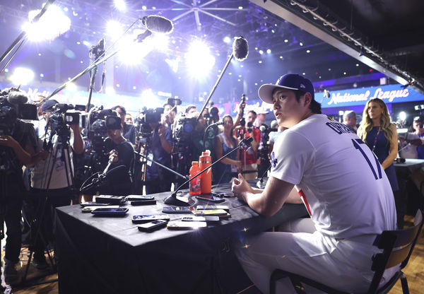 ▲大谷翔平明星賽前夕受訪。(圖/達志影像/美聯社)