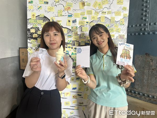 ▲台南山上水道博物館與化石館合作推出集章活動,暑假期間收集明信片可兌換海鹽霜淇淋與芒果布丁,吸引不少親子遊客回應。(圖/記者林東良翻攝,下同)