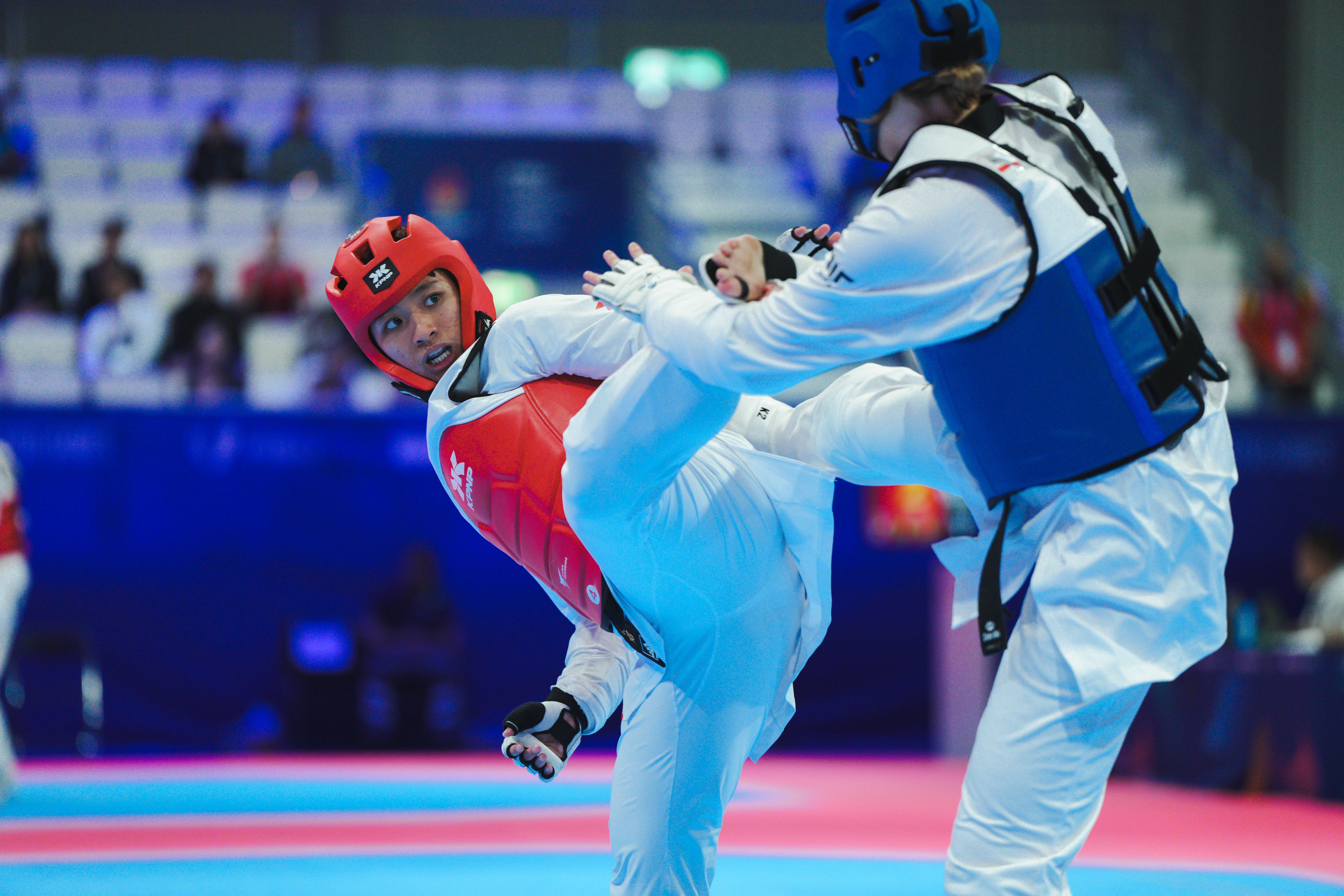 ▲▼2025年萊茵魯爾世大運,跆拳道邱義睿、金怡君 。(圖/大專體總提供)