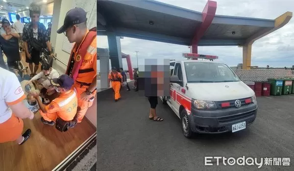 ▲旅客於客輪上突感身體不適昏迷,安檢人員將旅客緊急送醫,旅客並無大礙。(圖/記者翁伊森翻攝)
