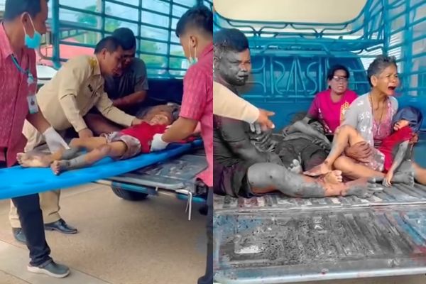 ▲▼男童遭砲擊「滿身血」癱軟 阿嬤抱重傷孫痛哭!柬軍發射畫面曝。(圖/翻攝自Facebook/Army Military Force - สำรอง)