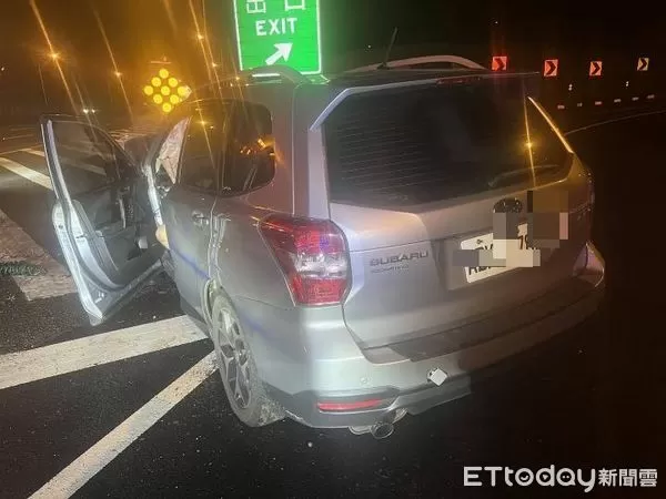 ▲國道1號三義交流道北上匝道口,今凌晨發生自撞死亡事故。(圖/記者楊永盛翻攝)