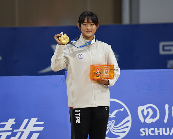 ▲中華隊劉巧兮在世運會女子自由式滑輪速度過樁拿下金牌。(圖/中華奧會提供)