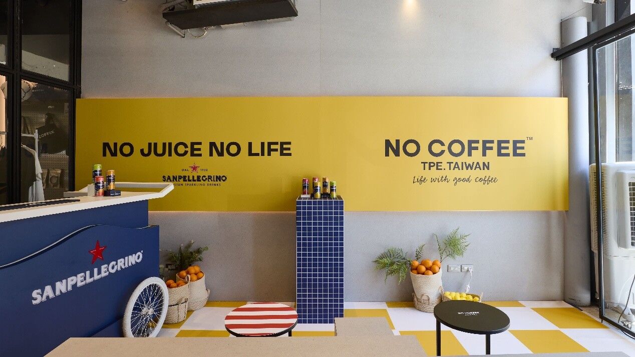 義大利聖沛黎洛,SanPellegrino聖沛黎洛,氣泡飲,氣泡水果飲,氣泡水,NO COFFEE,日本福岡,聯名,跨界合作,台北快閃,夏日特調,可頌,人生四連拍(圖/品牌提供)