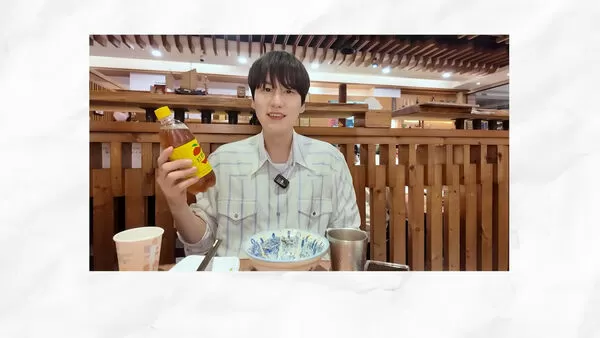 ▲圭賢首次嚐到蘋果西打。(圖/翻攝自圭賢YT)