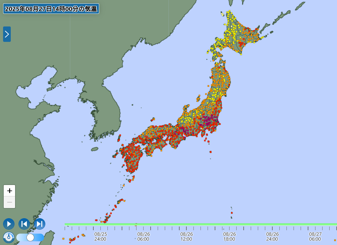 ▲▼日本東京連10天高溫破35度 寫下觀測史最多天紀錄。(圖/日本氣象廳)