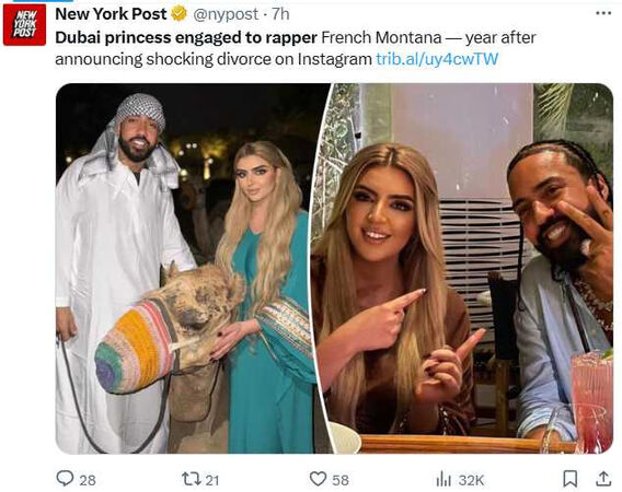 馬哈拉公主2024年透過Instagram發表一篇極具話題性的貼文,指控前夫不忠,並以伊斯蘭教中「三聲離婚」的方式宣告離婚。(圖/翻攝自X,@nypost)
