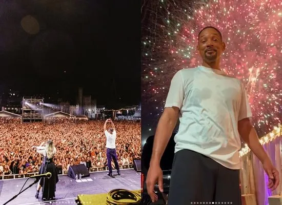 ▲威爾史密斯台下粉絲疑是AI生成。(圖/翻攝自威爾史密斯IG)