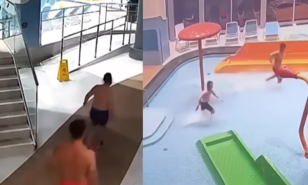 「想給最棒生日禮物」爸帶11歲兒偷闖水上樂園 老闆暖心原諒爆紅。(圖/翻攝自Telegram)