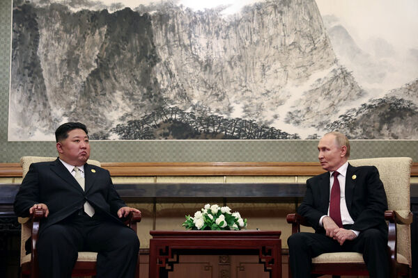 ▲▼ 北韓領導人金正恩與俄羅斯總統普丁會晤。(圖/路透)