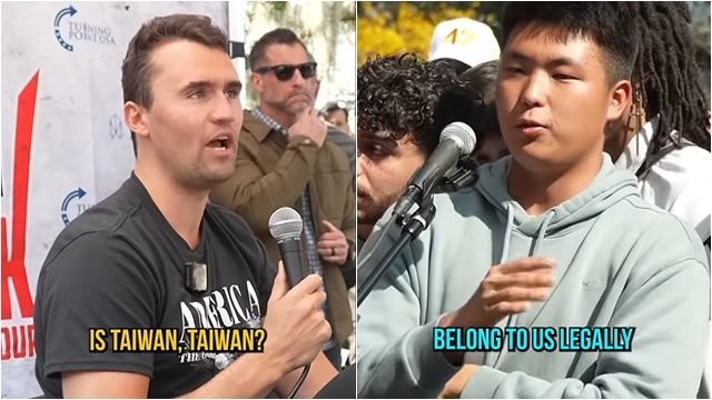 ▲▼挺台言論曝光! 遇刺川普盟友「直球對決」中國學生影片瘋傳。(圖/翻攝YouTube/@turningpointusa)