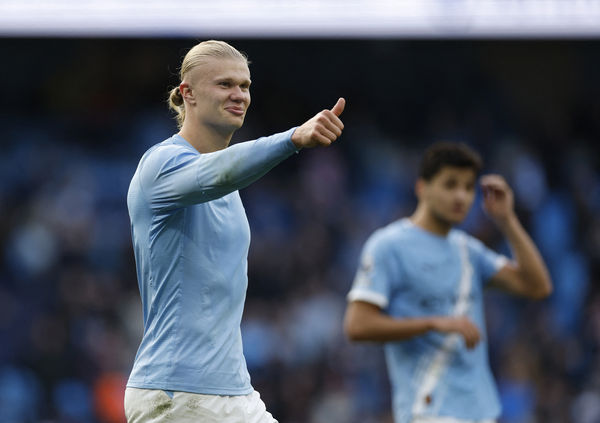 ▲福登頭槌建功、哈蘭德梅開二度 曼城德比大戰3比0完封曼聯。(圖/路透)