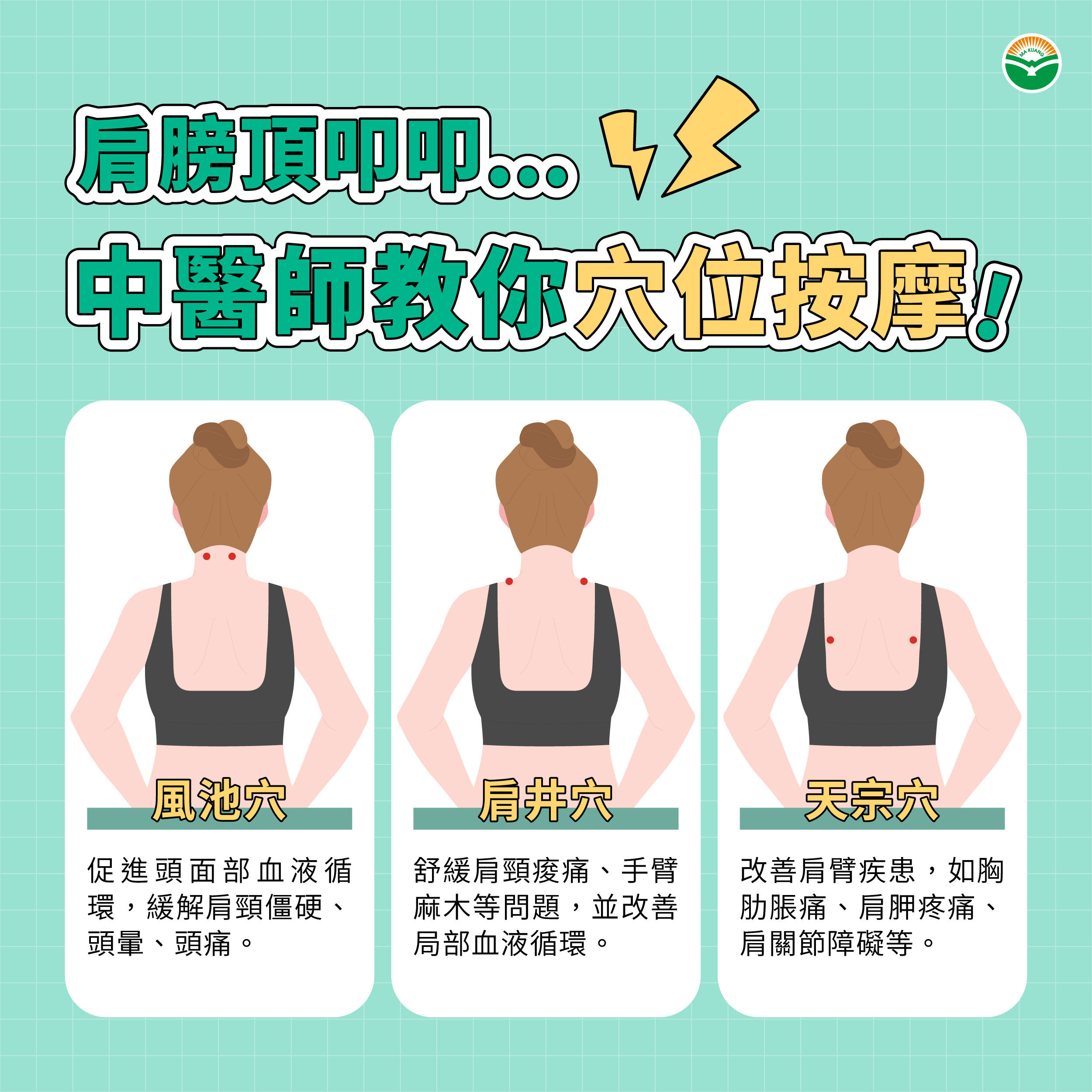 舒緩肩頸酸痛穴位。(圖/馬光中醫提供)