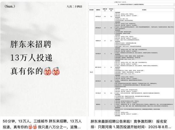 ▲▼13萬人應徵胖東來職缺。(圖/翻攝微博)