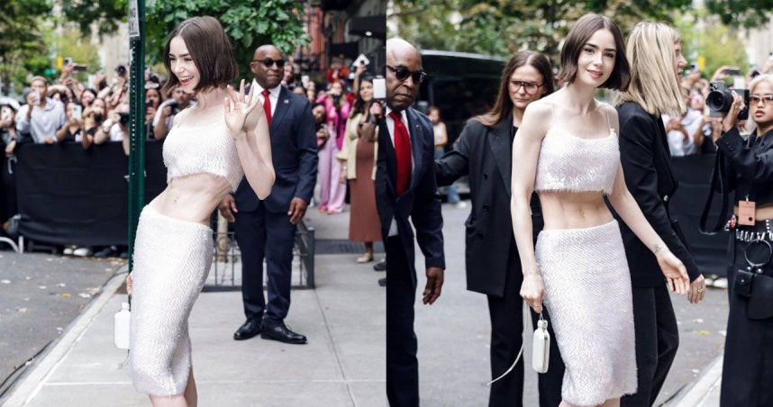 女星紐約看秀「紙片腹肌」嚇壞全網!Lily Collins激瘦近照被酸:真的不好看