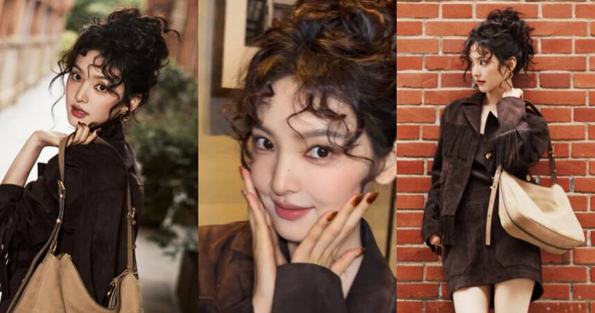 被人間初戀美貌爆擊!《難哄》章若楠「慵懶羊毛捲」造型太可愛,搭配暖調奶咖妝完成秋冬復古甜妹造型