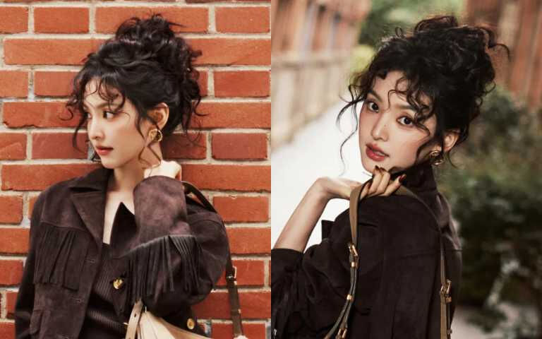 被人間初戀美貌爆擊!《難哄》章若楠「慵懶羊毛捲」造型太可愛,搭配暖調奶咖妝完成秋冬復古甜妹造型