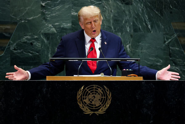 ▲▼美國總統川普(Donald Trump)23日在聯合國大會(United Nations General Assembly)發表演說。(圖/路透)