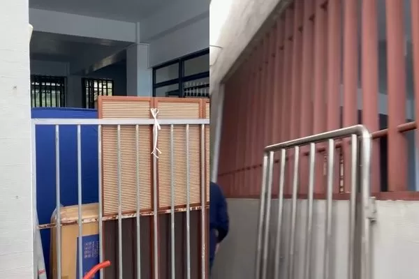 ▲更衣站上方沒封頂,旁邊柵欄還是鏤空的。(圖/翻攝自Threads)