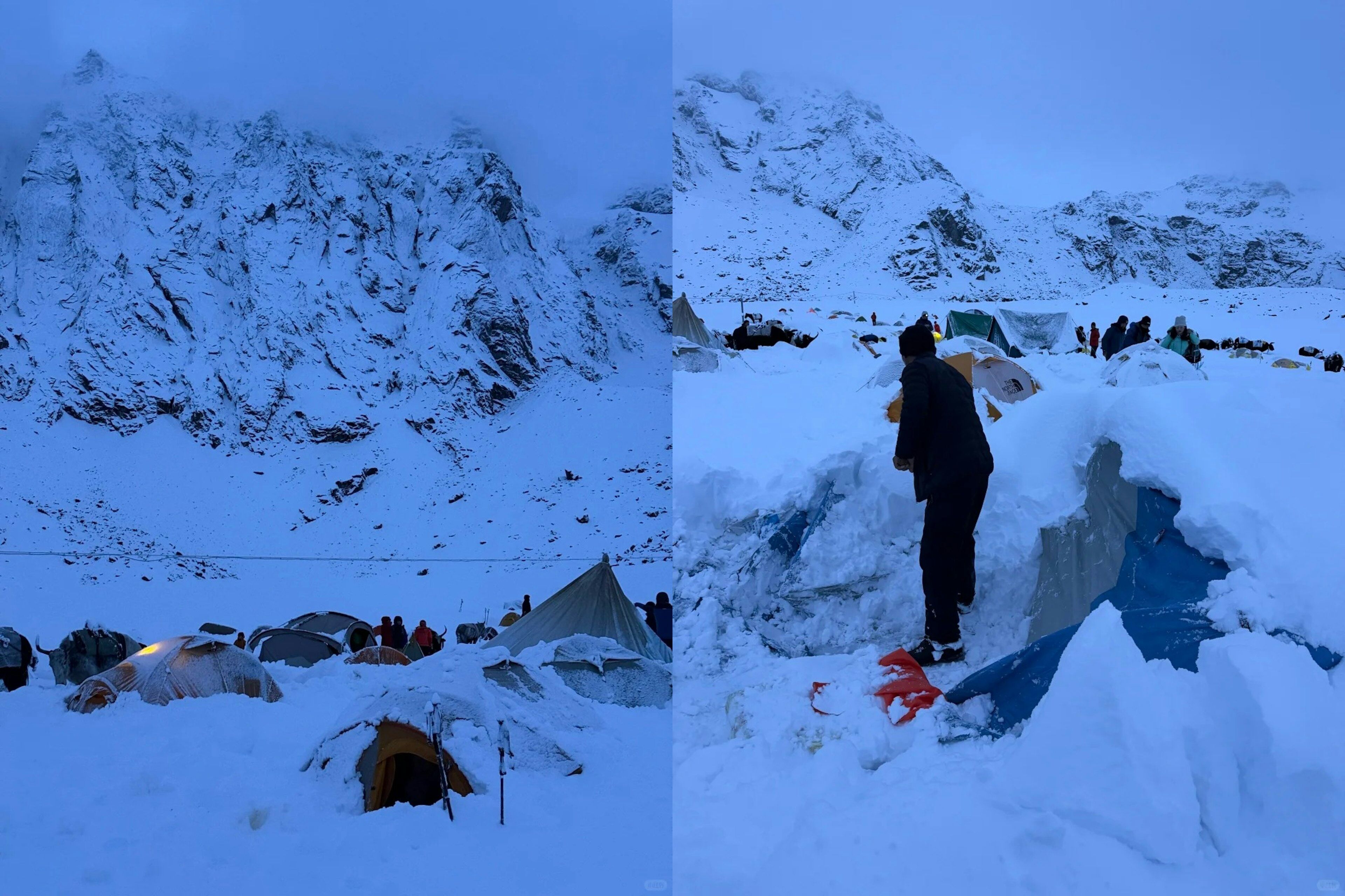 ▲珠峰東坡傳出千人受困。(圖/翻攝自微博)