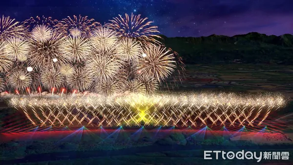 ▲2025國慶焰火在南投,圖為模擬畫面。(圖/南投縣政府提供)